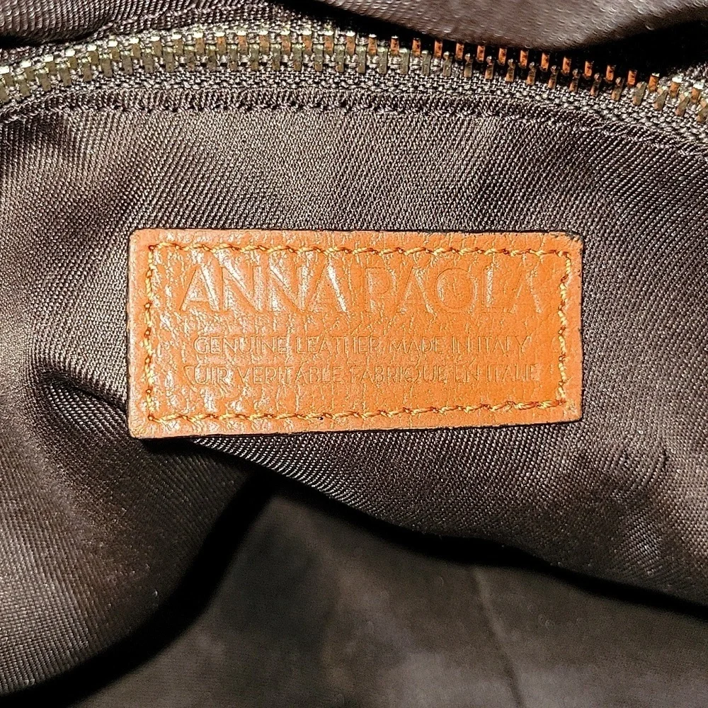 Anna Paola Orange Woven Leather Backpack Shoulder Bag